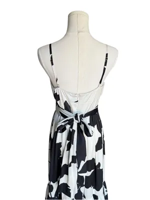 Hutch x Anthropologie - Guthrie Floral Satin Maxi Dress Side Slit Tie Back Sz 2 thumbnail 6