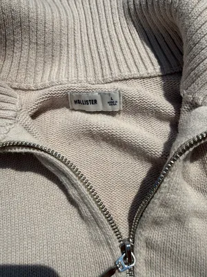 Hollister Cream Half-Zip Turtleneck Sweater with '98' Patch thumbnail 3