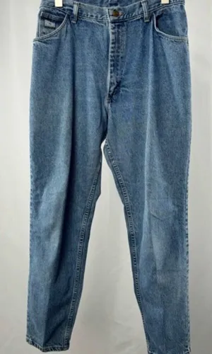 Vintage‎ Wrangler Women's High Rise Tapered Leg Jeans Size 14x32 Blue Denim USA thumbnail 1