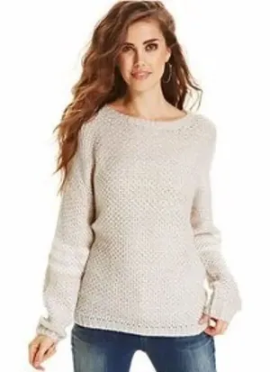 ✨Jessica Simpson Tan Knit Crewneck Chunky Sweater✨ thumbnail 1