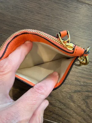 Ralph Lauren Full-grain Leather Key-ring Small Zip Card Case In Orange - C3-207 thumbnail 5