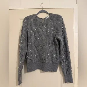Zara Gray Sweater Gray Textured Wool Blend Cozy‎ Chunky Sweater Coquette thumbnail 3