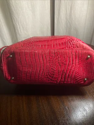 Brahmin red croc-embossed leather tote bag thumbnail 8