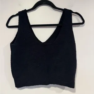 Buffbunny Collection Black‎ Textured Fuzzy Crop Top Frozen collection thumbnail 4