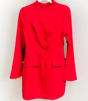 Commense Women’s Mock Neck Red Bell Sleeve Mini Dress Size Sm NWT Chic Y2K thumbnail 1