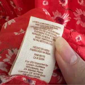 FREE PEOPLE Never A Dull Moment Blouse Cotton Red Floral Size‎ Small Boho thumbnail 9