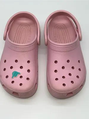 Classic Crocs Women's Taffy Pink Croslite Clog with Teal Hang Loose Jibbitz-Sz 8 thumbnail 5