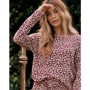 💕THE GREAT💕 The Long Sleeve Sleep Tee ~ Maroon Shadow Floral Size 3 Large NWT thumbnail 3