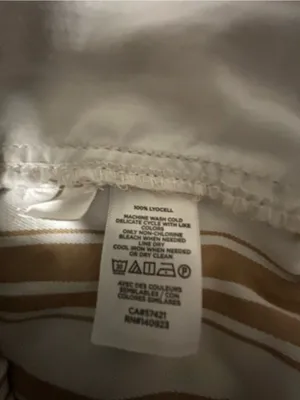 LOFT Cream and Tan Striped Cropped Drawstring Pants thumbnail 7