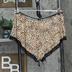NEW INC International Concepts Lace-Trim Short Pajama Shorts Cheetah Brown XL thumbnail 2