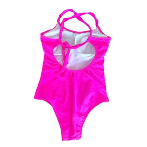 Adaia Fitness Wear Neon Hot Pink Cross Back One Piece Swimsuit Brazilian Fabric‎ thumbnail 2