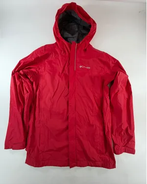 Columbia Girls Red Hooded Rain Jacket Size L 14/16 Mesh Lined RB2118 thumbnail 1