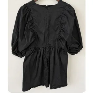 Hunter Bell Women's "Maya" Black Cotton‎ Puff Sleeve Poplin Dress Size S thumbnail 4