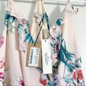 NWT LAVENDER BROWN Pink Racerback Wrap Maxi Dress Small thumbnail 2