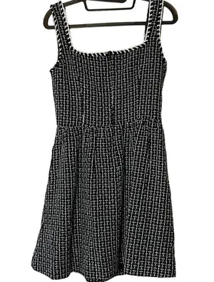Cider NWOT Women's Black and White Tweed Babydoll Mini Dress thumbnail 3