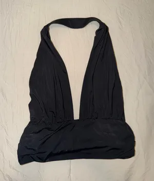 Edikted Black Plunge Halter Crop Top thumbnail 1