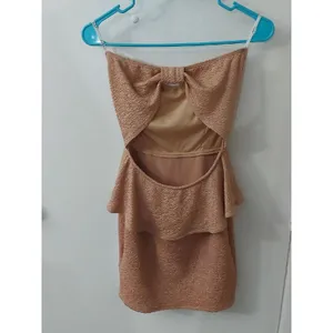 Papaya Strapless Brown/Gold Flecks Peplum Cocktail Dress M Coquette Girl Holiday thumbnail 2