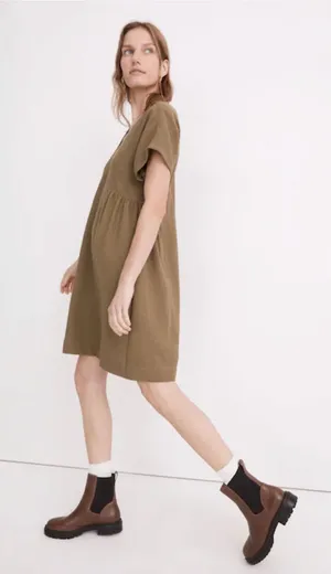 Madewell Crinkle Gauze Dolman Sleeve Mini Dress Green Medium thumbnail 1