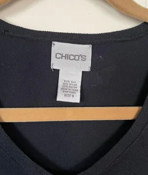 Chico’s Silk Blend Knit Sweater black v-neck classic minimalist women’s size 0 thumbnail 2