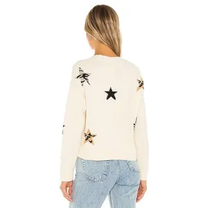 RAILS Perci Animal Star Sweater Ivory Black Camel Cotton Blend Knit X-Small thumbnail 8