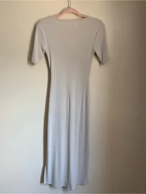 Abercrombie & Fitch Ribbed O-Ring Side Slit Dress in Cream Size XS thumbnail 3