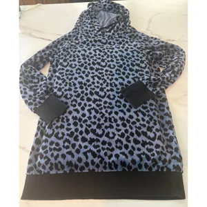 Victorias‎ Secret Blue Leopard Print Hoodie Longline Pullover XS Animal Print thumbnail 4
