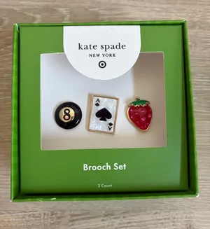 New Kate Spade New York x Target Brooch Set 3pk Eight Ball Strawberry Ace Card thumbnail 1