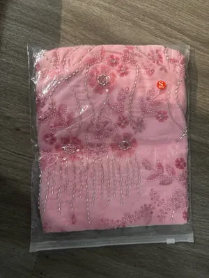 SheIn Beaded embroidered baby pink open back top thumbnail 3