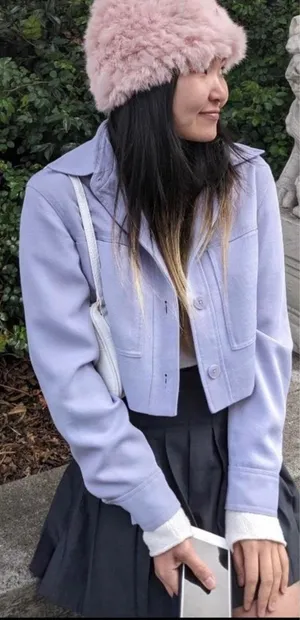 Aritzia Wilfred‎ Little Cropped Jacket Lavish Lavender Purple Size Medium thumbnail 1