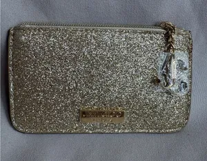 Jimmy Choo Gold Glitter Zip Wallet thumbnail 1