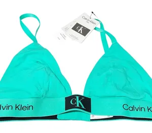 Calvin Klein‎ Women's Triangle Bra Teal Banded Unlined Size Large NEW thumbnail 1