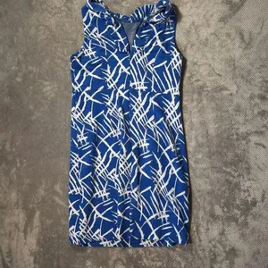 Tyler Boe Blue White Abstract Print Sleeveless Sheath Dress Size Medium #1600 thumbnail 9