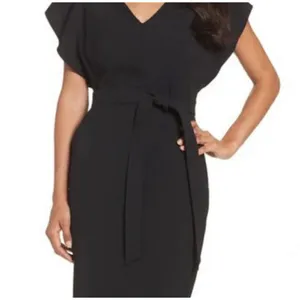 Eliza J Ruffle Sleeve Sheath‎ Dress Women's 6 Black Crepe LBD Classic Career thumbnail 5
