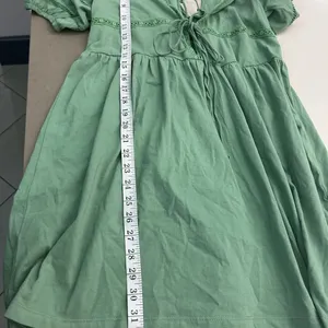 ASOS Green Lace-Up Dress gorgeous easy wear! Like new lace up back -llace trim thumbnail 4