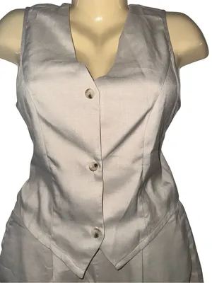 Sleeveless Button Vest & Shorts Set in Tan thumbnail 2