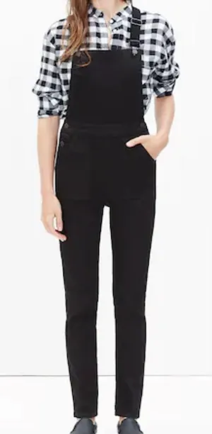 EUC Madewell Denim Cross Back Overalls Black Size XS Retail $148.00 thumbnail 1