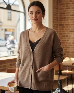 Lucky Brand Women's Sweater Slouchy V-Neck Cardigan Grandpa Brown Size XL NWOT thumbnail 1