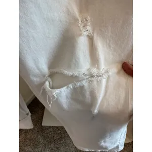 Old Navy Sky-Hi Extra High-Rise Wide Leg Jeans Women's Size 12 White Distressed thumbnail 4