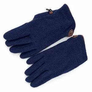 Hotfingers Fleece Gloves Mens OS Navy Blue‎ Leather Trim Gorpcore Winter thumbnail 2