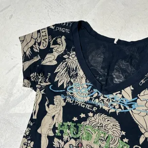 Ed Hardy Women's Tiger Mini AOP T Shirt Dress Fitted Crew Neck Y2K SZ M RARE thumbnail 3