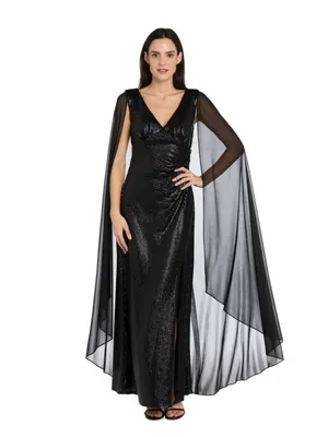 NWT V-Neck Floor-Length Sequin Formal Sheath Column R&M Richards 5259 Black thumbnail 8