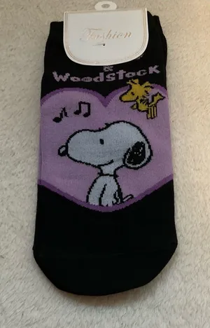 Snoopy & Woodstock Purple Heart Low-Cut Socks thumbnail 1