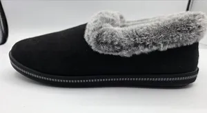 Skechers Womens Cozy Campfire Team Toasty plush gray faux Suede Fur Sz 8 black thumbnail 1