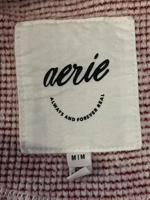 Aerie Sweater Womens Medium Pink Striped Waffle Knit Crew Neck Pullover Cozy thumbnail 7