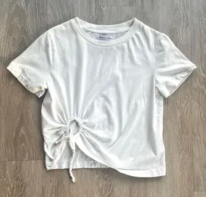 Urban Outfitters White Cutout Crewneck Crop Tee thumbnail 1