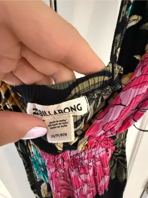Billabong Black Floral Wrap Dress with Pink & Teal Blooms thumbnail 4