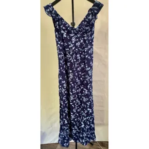 Universal Threads NWT Floral Ruffle Maxi Dress M Navy Blue MSRP $38 thumbnail 2