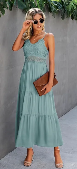 Sage Lace Bodice Maxi Dress | Size Medium thumbnail 1