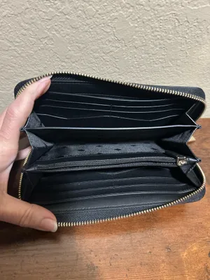 kate spade new york Black Solid Zip-Around Wallet Logo Zipper Card Slots thumbnail 4