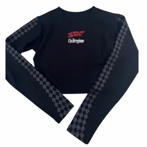 Civil Regime x Harley Quinn "Harlequin" Checkered Long Sleeve Crop Top NEW Small thumbnail 1
